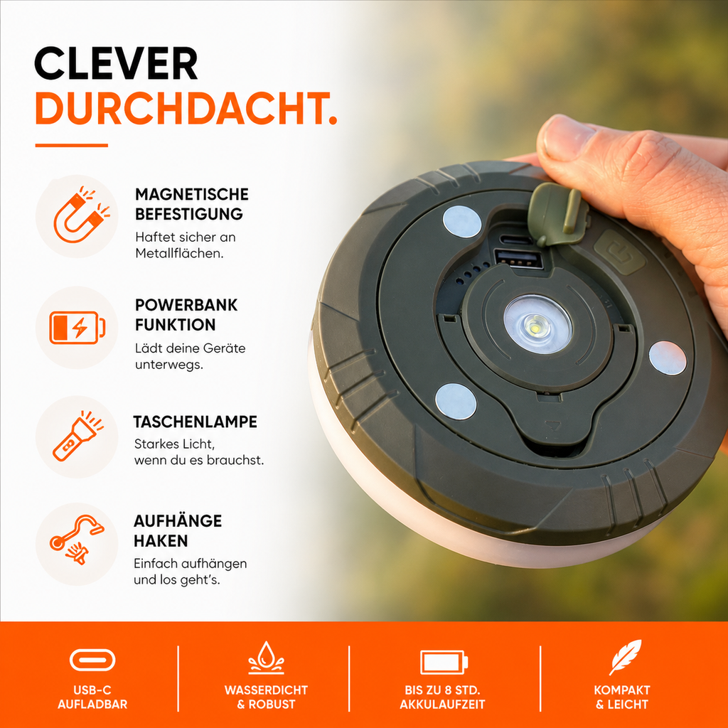 4-in-1 Campinglampe
