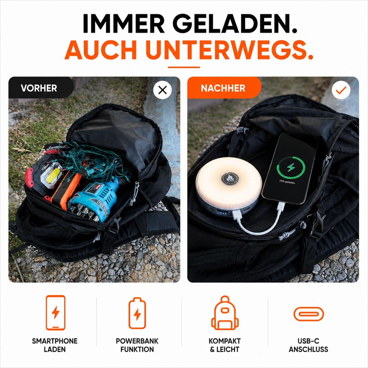4-in-1 Campinglampe